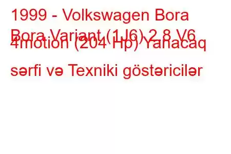 1999 - Volkswagen Bora
Bora Variant (1J6) 2.8 V6 4motion (204 Hp) Yanacaq sərfi və Texniki göstəricilər