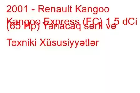 2001 - Renault Kangoo
Kangoo Express (FC) 1.5 dCi (65 Hp) Yanacaq sərfi və Texniki Xüsusiyyətlər