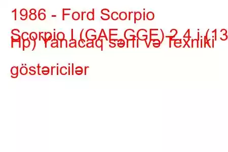 1986 - Ford Scorpio
Scorpio I (GAE,GGE) 2.4 i (130 Hp) Yanacaq sərfi və Texniki göstəricilər