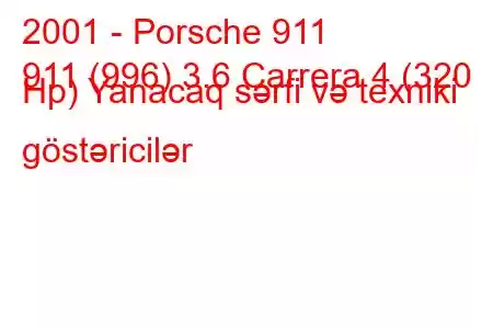 2001 - Porsche 911
911 (996) 3.6 Carrera 4 (320 Hp) Yanacaq sərfi və texniki göstəricilər