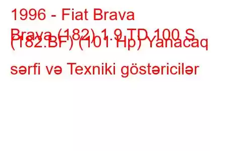 1996 - Fiat Brava
Brava (182) 1.9 TD 100 S (182.BF) (101 Hp) Yanacaq sərfi və Texniki göstəricilər