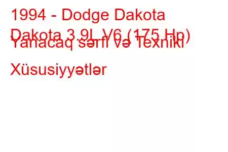 1994 - Dodge Dakota
Dakota 3.9L V6 (175 Hp) Yanacaq sərfi və Texniki Xüsusiyyətlər