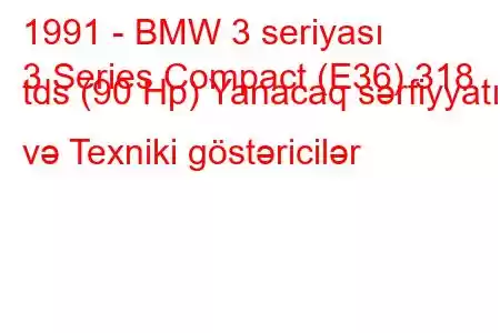 1991 - BMW 3 seriyası
3 Series Compact (E36) 318 tds (90 Hp) Yanacaq sərfiyyatı və Texniki göstəricilər