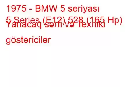 1975 - BMW 5 seriyası
5 Series (E12) 528 (165 Hp) Yanacaq sərfi və Texniki göstəricilər