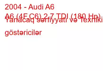 2004 - Audi A6
A6 (4F,C6) 2.7 TDI (180 Hp) Yanacaq sərfiyyatı və Texniki göstəricilər