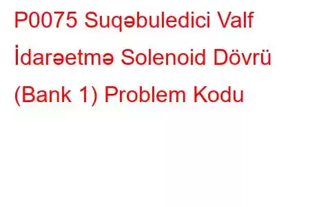 P0075 Suqəbuledici Valf İdarəetmə Solenoid Dövrü (Bank 1) Problem Kodu