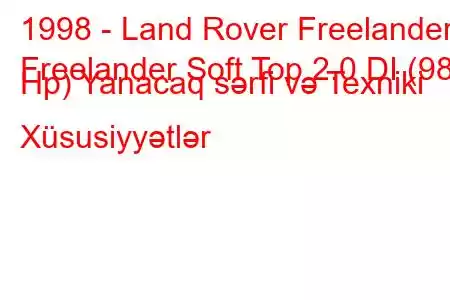 1998 - Land Rover Freelander
Freelander Soft Top 2.0 DI (98 Hp) Yanacaq sərfi və Texniki Xüsusiyyətlər