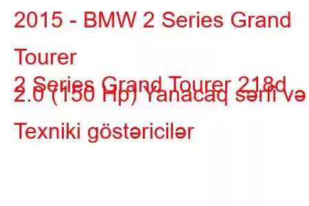 2015 - BMW 2 Series Grand Tourer
2 Series Grand Tourer 218d 2.0 (150 Hp) Yanacaq sərfi və Texniki göstəricilər