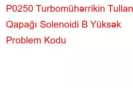 P0250 Turbomühərrikin Tullantı Qapağı Solenoidi B Yüksək Problem Kodu