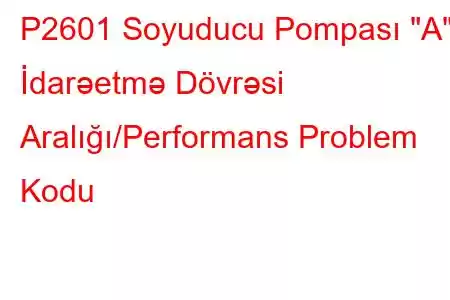 P2601 Soyuducu Pompası 