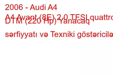 2006 - Audi A4
A4 Avant (8E) 2.0 TFSI quattro DTM (220 Hp) Yanacaq sərfiyyatı və Texniki göstəricilər