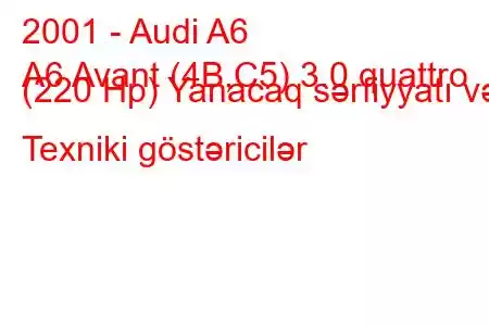 2001 - Audi A6
A6 Avant (4B,C5) 3.0 quattro (220 Hp) Yanacaq sərfiyyatı və Texniki göstəricilər