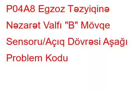 P04A8 Egzoz Təzyiqinə Nəzarət Valfı 