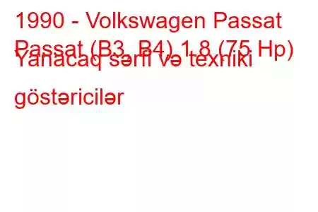 1990 - Volkswagen Passat
Passat (B3, B4) 1.8 (75 Hp) Yanacaq sərfi və texniki göstəricilər