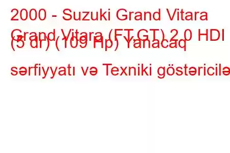 2000 - Suzuki Grand Vitara
Grand Vitara (FT,GT) 2.0 HDI (5 dr) (109 Hp) Yanacaq sərfiyyatı və Texniki göstəricilər