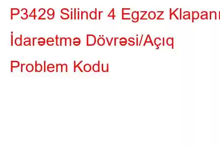 P3429 Silindr 4 Egzoz Klapanı İdarəetmə Dövrəsi/Açıq Problem Kodu