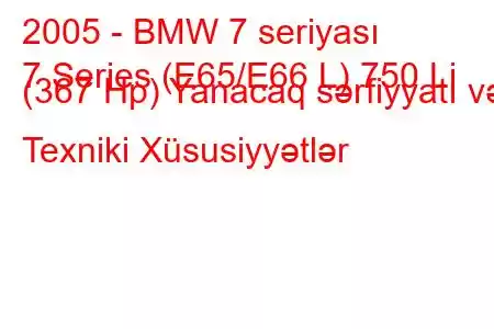 2005 - BMW 7 seriyası
7 Series (E65/E66 L) 750 Li (367 Hp) Yanacaq sərfiyyatı və Texniki Xüsusiyyətlər