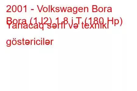 2001 - Volkswagen Bora
Bora (1J2) 1.8 i T (180 Hp) Yanacaq sərfi və texniki göstəricilər