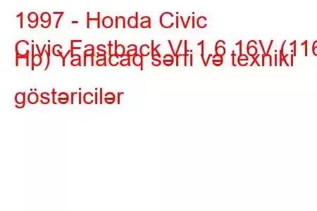 1997 - Honda Civic
Civic Fastback VI 1.6 16V (116 Hp) Yanacaq sərfi və texniki göstəricilər