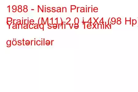 1988 - Nissan Prairie
Prairie (M11) 2.0 i 4X4 (98 Hp) Yanacaq sərfi və Texniki göstəricilər