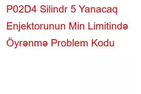 P02D4 Silindr 5 Yanacaq Enjektorunun Min Limitində Öyrənmə Problem Kodu