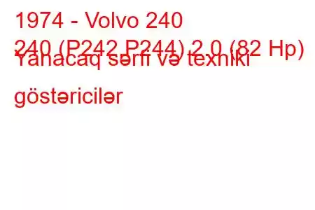 1974 - Volvo 240
240 (P242,P244) 2.0 (82 Hp) Yanacaq sərfi və texniki göstəricilər