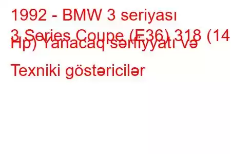 1992 - BMW 3 seriyası
3 Series Coupe (E36) 318 (140 Hp) Yanacaq sərfiyyatı və Texniki göstəricilər