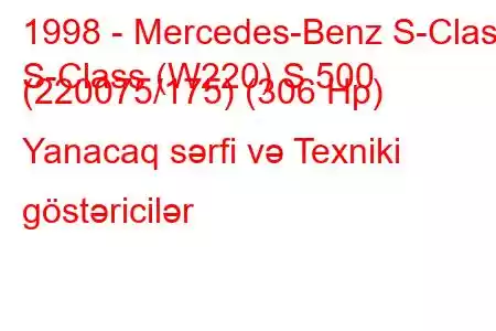 1998 - Mercedes-Benz S-Class
S-Class (W220) S 500 (220075/175) (306 Hp) Yanacaq sərfi və Texniki göstəricilər