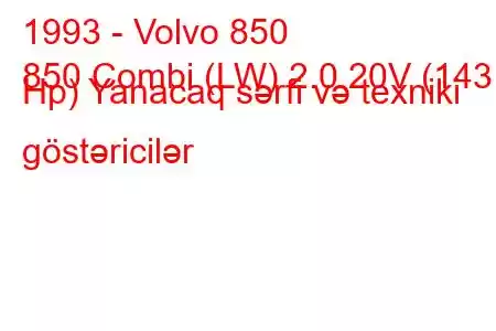 1993 - Volvo 850
850 Combi (LW) 2.0 20V (143 Hp) Yanacaq sərfi və texniki göstəricilər