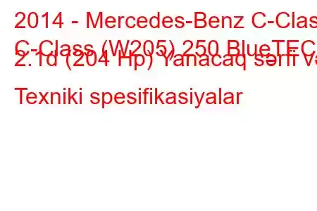 2014 - Mercedes-Benz C-Class
C-Class (W205) 250 BlueTEC 2.1d (204 Hp) Yanacaq sərfi və Texniki spesifikasiyalar