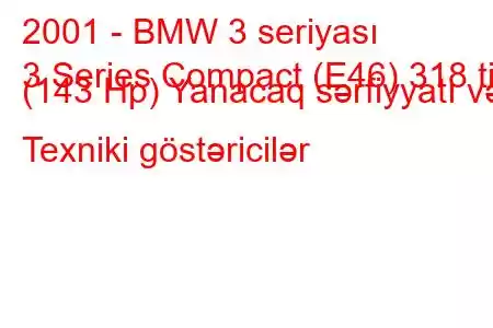 2001 - BMW 3 seriyası
3 Series Compact (E46) 318 ti (143 Hp) Yanacaq sərfiyyatı və Texniki göstəricilər