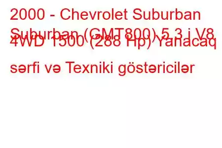 2000 - Chevrolet Suburban
Suburban (GMT800) 5.3 i V8 4WD 1500 (288 Hp) Yanacaq sərfi və Texniki göstəricilər