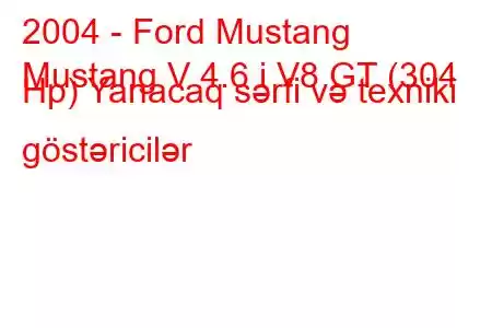 2004 - Ford Mustang
Mustang V 4.6 i V8 GT (304 Hp) Yanacaq sərfi və texniki göstəricilər