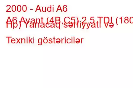 2000 - Audi A6
A6 Avant (4B,C5) 2.5 TDI (180 Hp) Yanacaq sərfiyyatı və Texniki göstəricilər