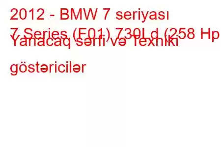 2012 - BMW 7 seriyası
7 Series (F01) 730Ld (258 Hp) Yanacaq sərfi və Texniki göstəricilər