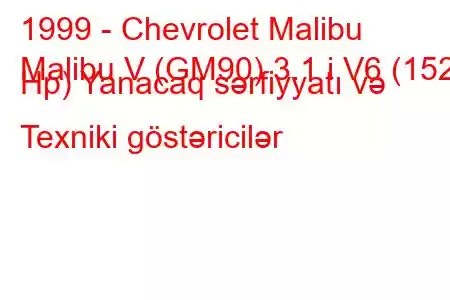 1999 - Chevrolet Malibu
Malibu V (GM90) 3.1 i V6 (152 Hp) Yanacaq sərfiyyatı və Texniki göstəricilər