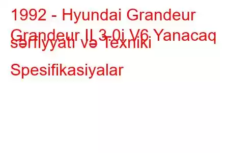 1992 - Hyundai Grandeur
Grandeur II 3.0i V6 Yanacaq sərfiyyatı və Texniki Spesifikasiyalar