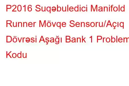 P2016 Suqəbuledici Manifold Runner Mövqe Sensoru/Açıq Dövrəsi Aşağı Bank 1 Problem Kodu