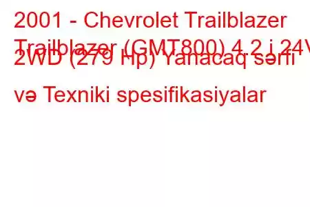 2001 - Chevrolet Trailblazer
Trailblazer (GMT800) 4.2 i 24V 2WD (279 Hp) Yanacaq sərfi və Texniki spesifikasiyalar