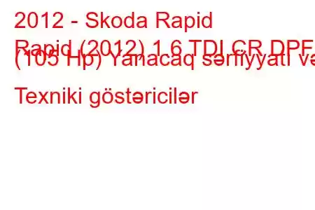 2012 - Skoda Rapid
Rapid (2012) 1.6 TDI CR DPF (105 Hp) Yanacaq sərfiyyatı və Texniki göstəricilər