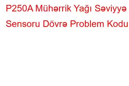 P250A Mühərrik Yağı Səviyyə Sensoru Dövrə Problem Kodu