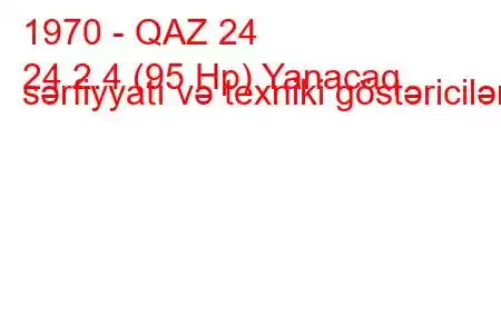 1970 - QAZ 24
24 2.4 (95 Hp) Yanacaq sərfiyyatı və texniki göstəricilər