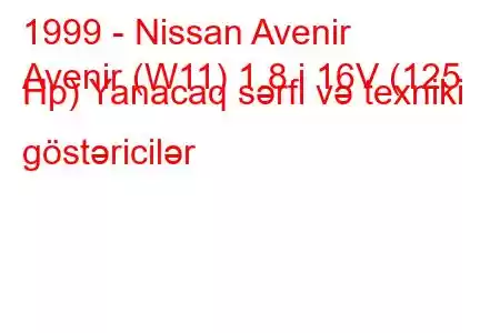 1999 - Nissan Avenir
Avenir (W11) 1.8 i 16V (125 Hp) Yanacaq sərfi və texniki göstəricilər