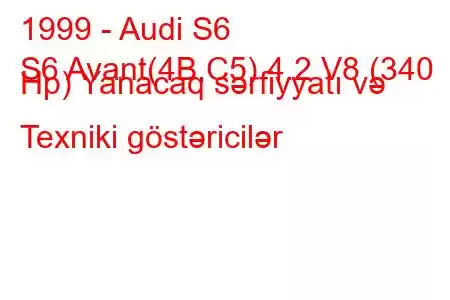 1999 - Audi S6
S6 Avant(4B,C5) 4.2 V8 (340 Hp) Yanacaq sərfiyyatı və Texniki göstəricilər