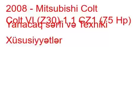 2008 - Mitsubishi Colt
Colt VI (Z30) 1.1 CZ1 (75 Hp) Yanacaq sərfi və Texniki Xüsusiyyətlər