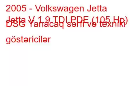 2005 - Volkswagen Jetta
Jetta V 1.9 TDI PDE (105 Hp) DSG Yanacaq sərfi və texniki göstəricilər