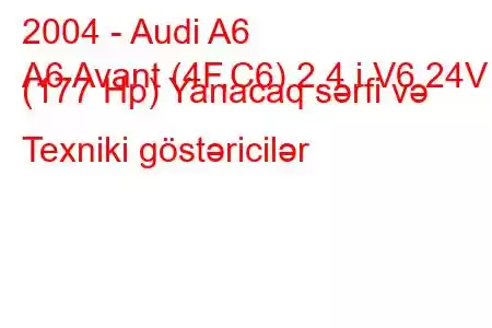 2004 - Audi A6
A6 Avant (4F,C6) 2.4 i V6 24V (177 Hp) Yanacaq sərfi və Texniki göstəricilər