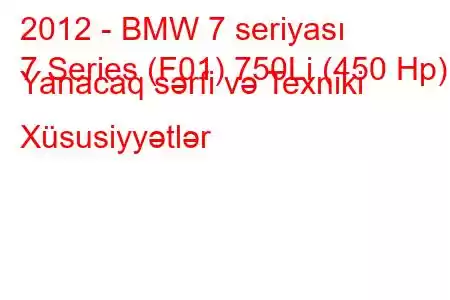 2012 - BMW 7 seriyası
7 Series (F01) 750Li (450 Hp) Yanacaq sərfi və Texniki Xüsusiyyətlər