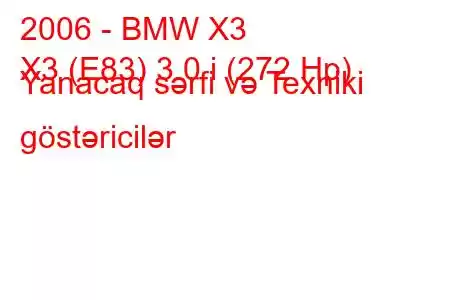 2006 - BMW X3
X3 (E83) 3.0 i (272 Hp) Yanacaq sərfi və Texniki göstəricilər