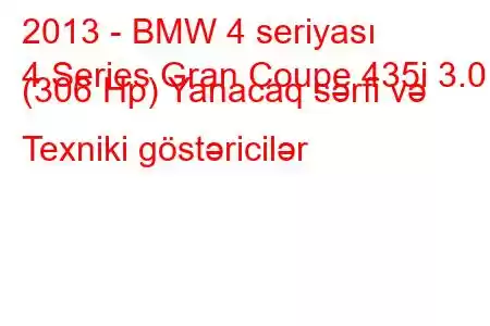 2013 - BMW 4 seriyası
4 Series Gran Coupe 435i 3.0 (306 Hp) Yanacaq sərfi və Texniki göstəricilər